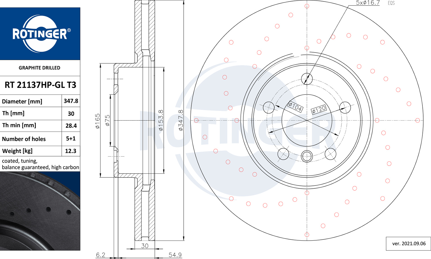 ROTINGER Féktárcsa, mind RT21137HP-GLT3_ROT